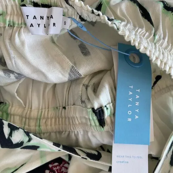 NWT Tanya Taylor‎ Stevie Romper Size Small Floral Linen Square Neck Puff Sleeve